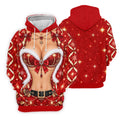 Glitter Santa Bra Fur Trim Christmas Golf Shirt, Mens Golf Shirts, Mens Golf Apparel