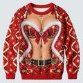 Glitter Santa Bra Fur Trim Ugly Christmas Sweater, Golf Lover Gifts, Funny Xmas Gift