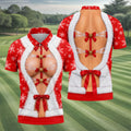 Ribbon Bells Busty Santa Christmas Golf Shirt, Mens Golf Polo, Funny Mens Golf Shirts