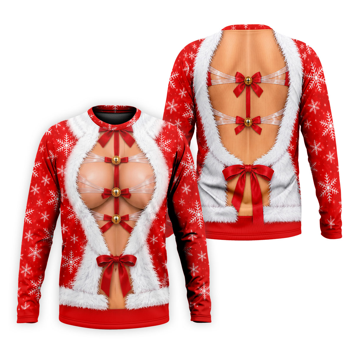Ribbon Bells Busty Santa Christmas Golf Shirt, Mens Golf Polo, Funny Mens Golf Shirts