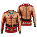 Reindeer Hairy Chest Abs Christmas Golf Shirt, Golf Shirts For Men, Mens Golf Shirts