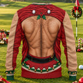Reindeer Hairy Chest Abs Ugly Christmas Sweater, Christmas Gifts, Christmas Golf Gift