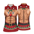 Reindeer Hairy Chest Abs Christmas Golf Shirt, Womens Golf Tops, Golf Gifts For Women
