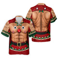 Reindeer Hairy Chest Abs Christmas Golf Shirt, Golf Shirts For Men, Mens Golf Shirts