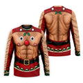 Reindeer Hairy Chest Abs Christmas Golf Shirt, Golf Shirts For Men, Mens Golf Shirts