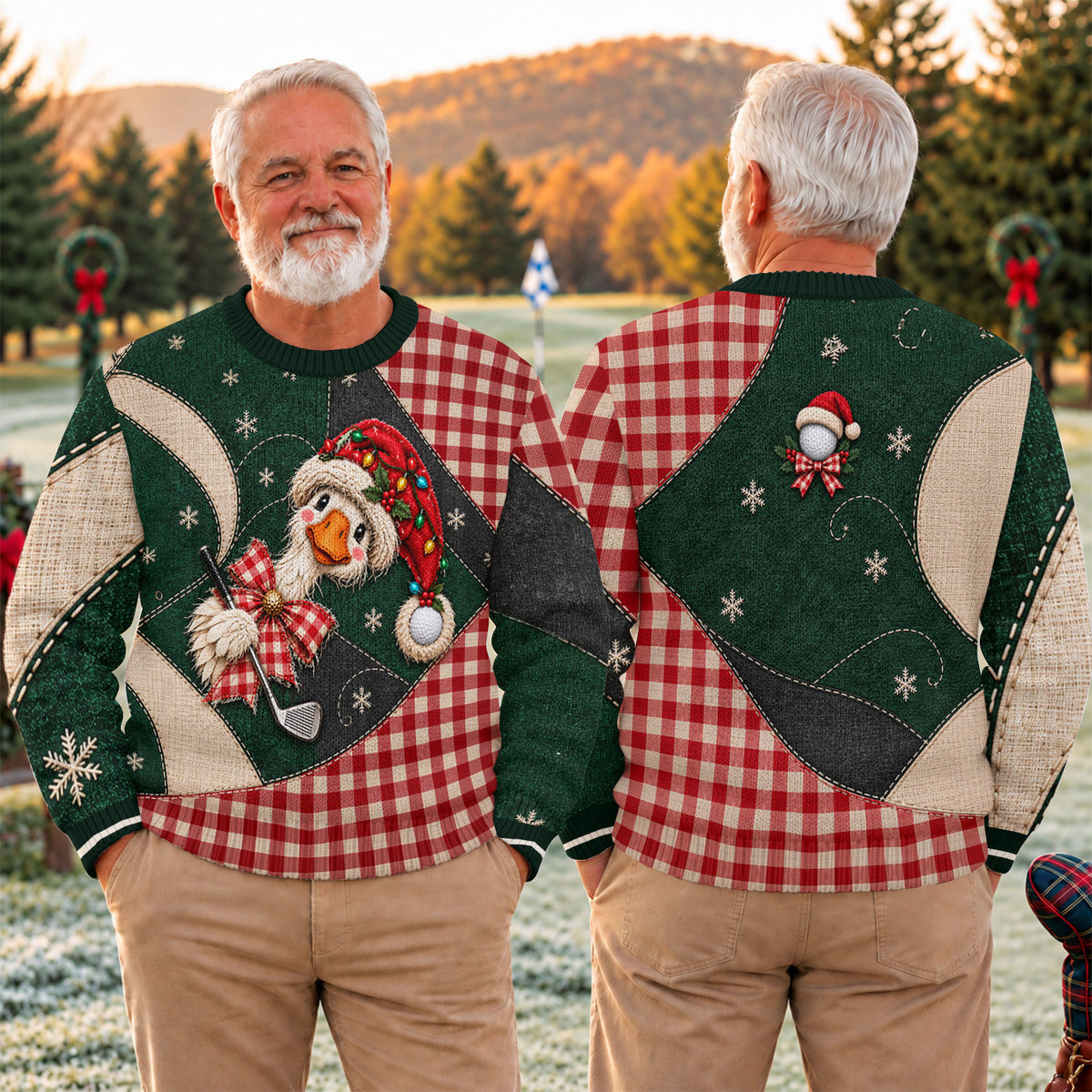 Santa Hat Goose Golfer Ugly Christmas Sweater, Funny Holiday Sweater, Christmas Gifts