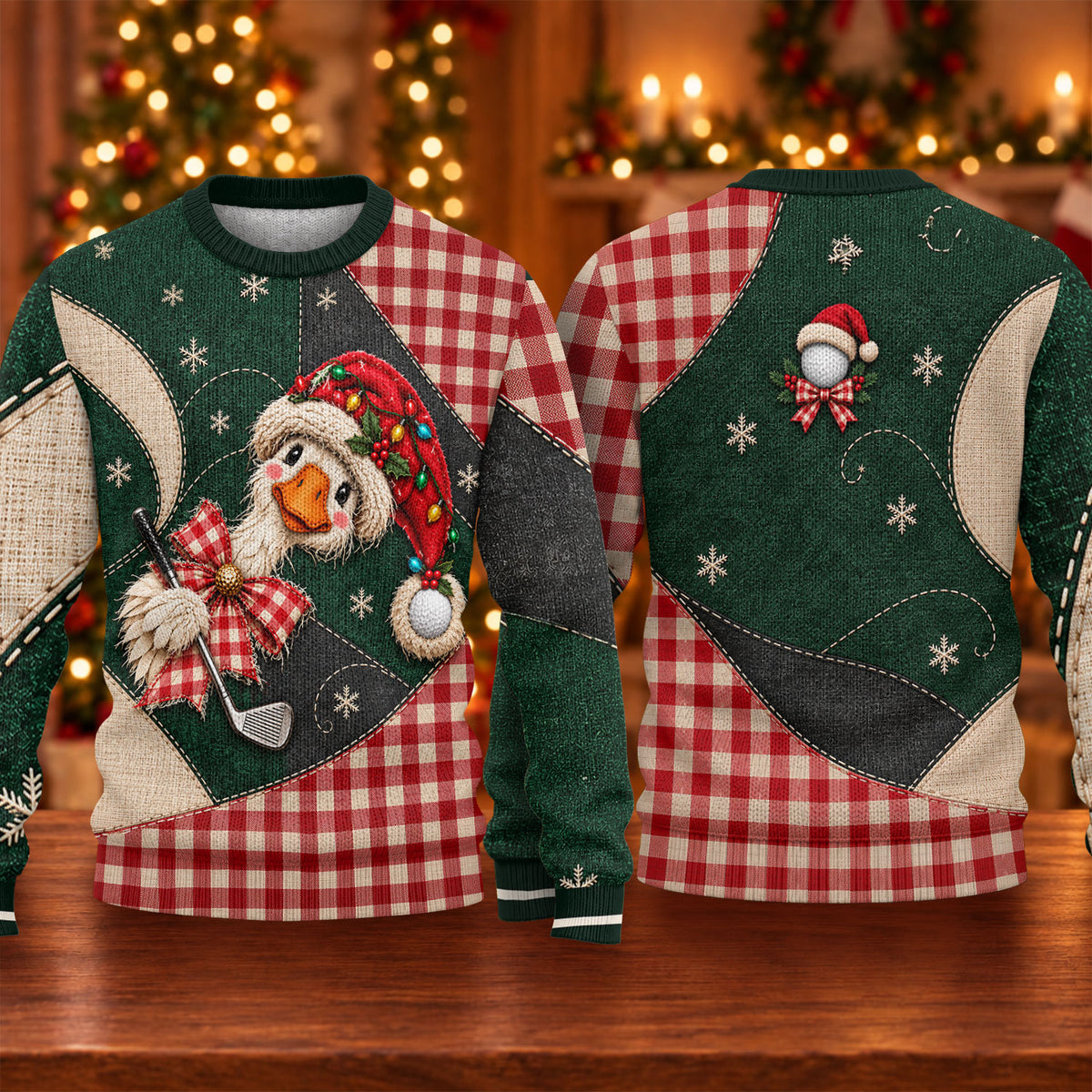 Santa Hat Goose Golfer Ugly Christmas Sweater, Funny Holiday Sweater, Christmas Gifts