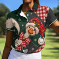 Santa Hat Goose Golfer Christmas Golf Shirt, Golf Gifts For Women, Womens Golf Shirts