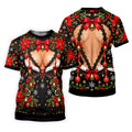 Poinsettia Busty Bells Christmas Golf Shirt, Mens Holiday Golf Shirts, Mens Golf Polo