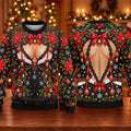 Poinsettia Busty Bells Ugly Christmas Sweater, Holiday Party Sweater, Funny Xmas Gift