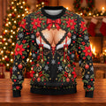 Poinsettia Busty Bells Ugly Christmas Sweater, Holiday Party Sweater, Funny Xmas Gift