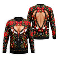 Poinsettia Busty Bells Christmas Golf Shirt, Mens Holiday Golf Shirts, Mens Golf Polo