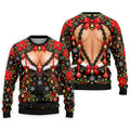 Poinsettia Busty Bells Christmas Golf Shirt, Mens Holiday Golf Shirts, Mens Golf Polo