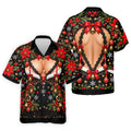 Poinsettia Busty Bells Christmas Golf Shirt, Mens Holiday Golf Shirts, Mens Golf Polo