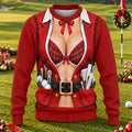 Plaid Bra Santa Suit Ugly Christmas Sweater, Christmas Golf Gift, Ugly Sweater Party