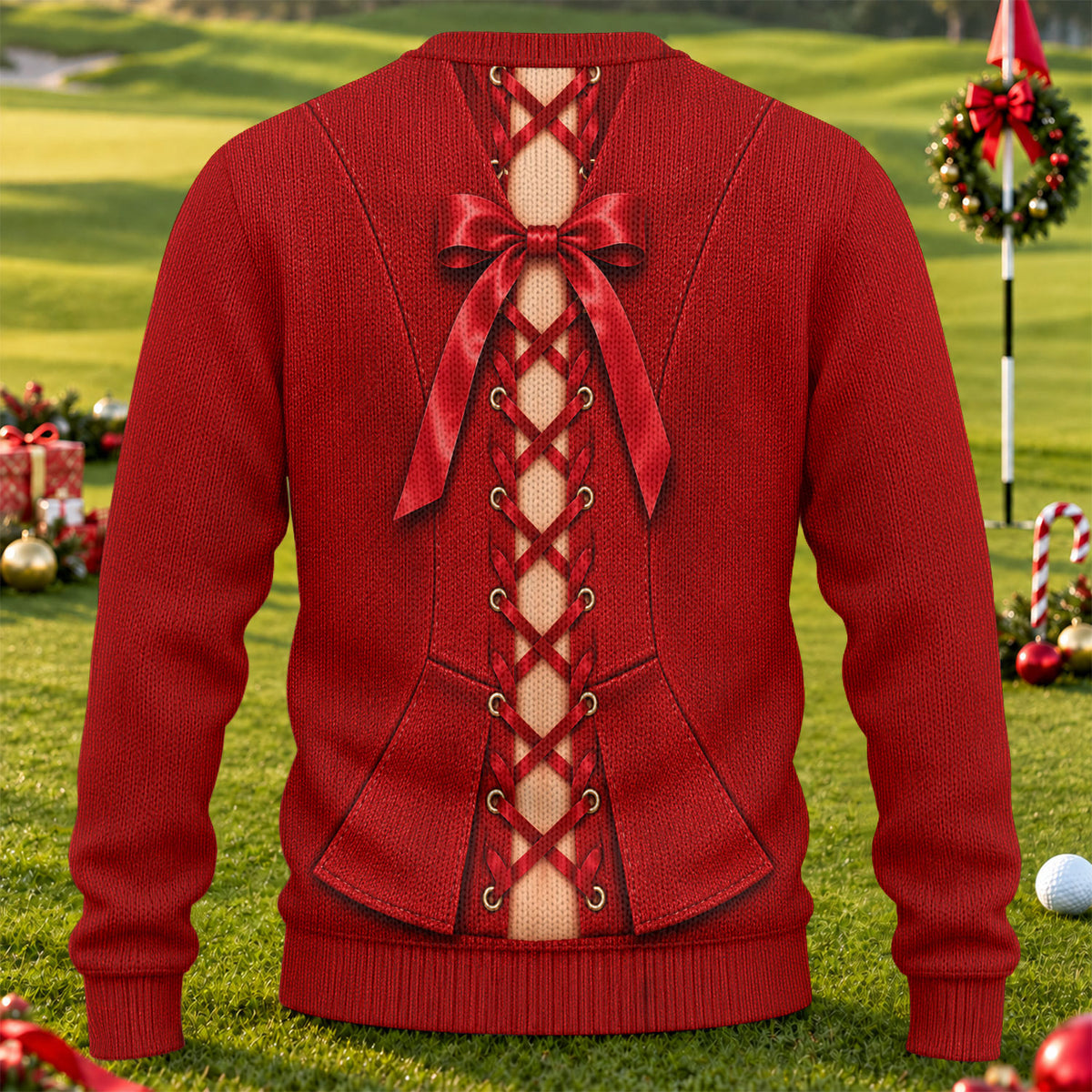 Plaid Bra Santa Suit Ugly Christmas Sweater, Christmas Golf Gift, Ugly Sweater Party