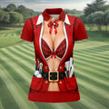 Plaid Bra Santa Suit Christmas Golf Shirt, Ladies Golf Apparel, Golf Shirts For Women