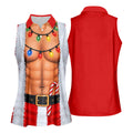 Santa Abs Lights Candy Cane Christmas Golf Shirt, Womens Golf Tops, Ladies Golf Tops