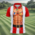 Santa Abs Lights Candy Cane Christmas Golf Shirt, Mens Golf Polo, Golf Shirts For Men