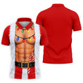 Santa Abs Lights Candy Cane Christmas Golf Shirt, Mens Golf Polo, Golf Shirts For Men