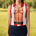 Santa Abs Lights Candy Cane Christmas Golf Shirt, Womens Golf Tops, Ladies Golf Tops