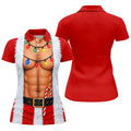 Santa Abs Lights Candy Cane Christmas Golf Shirt, Womens Golf Tops, Ladies Golf Tops