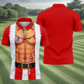 Santa Abs Lights Candy Cane Christmas Golf Shirt, Mens Golf Polo, Golf Shirts For Men