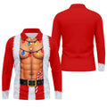 Santa Abs Lights Candy Cane Christmas Golf Shirt, Mens Golf Polo, Golf Shirts For Men