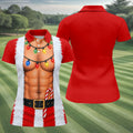 Santa Abs Lights Candy Cane Christmas Golf Shirt, Womens Golf Tops, Ladies Golf Tops