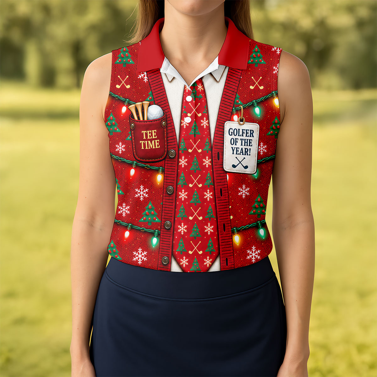 Golfer Of The Year Tie Christmas Golf Shirt, Womens Golf Apparel, Ladies Golf Apparel