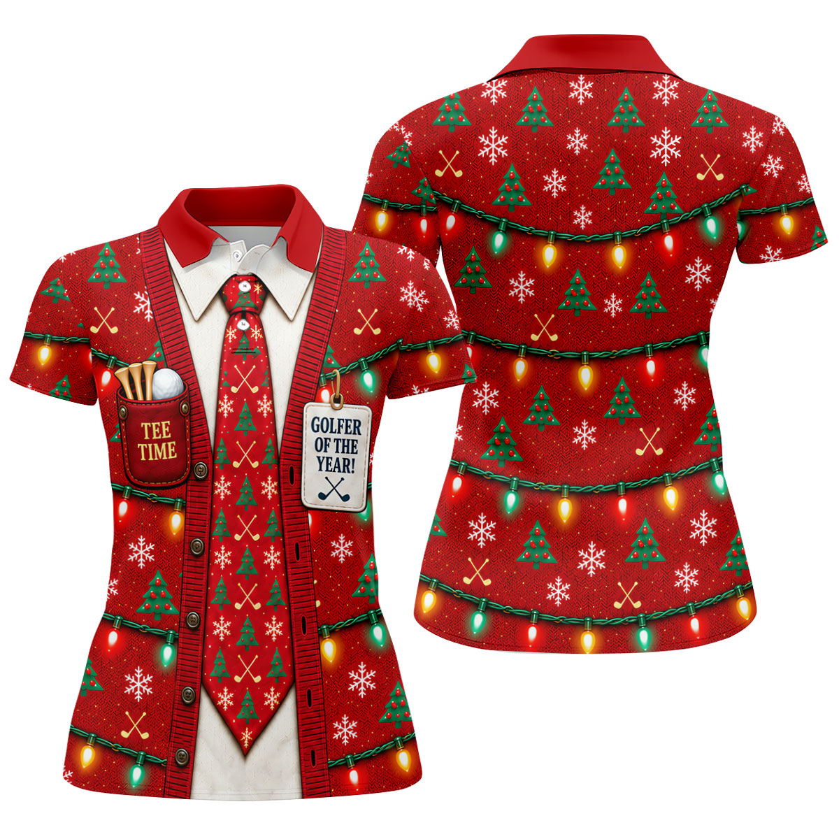 Golfer Of The Year Tie Christmas Golf Shirt, Womens Golf Apparel, Ladies Golf Apparel