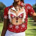 Jeweled Glitter Bra Christmas Golf Shirt, Womens Golf Apparel, Golf Shirts For Women