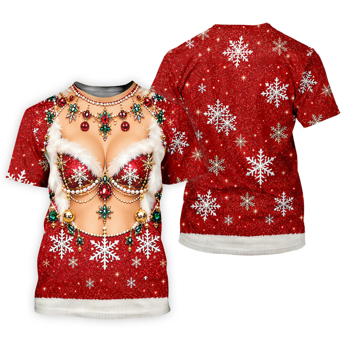 Jeweled Glitter Bra Christmas Golf Shirt, Womens Golf Apparel, Golf Shirts For Women