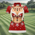 Jeweled Glitter Bra Christmas Golf Shirt, Womens Golf Apparel, Golf Shirts For Women