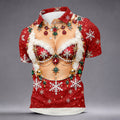 Jeweled Glitter Bra Christmas Golf Shirt, Golf Polo For Men, Mens Holiday Golf Shirts