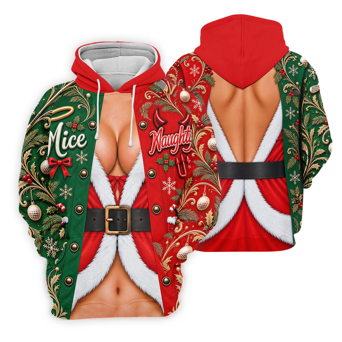 Nice Naughty Busty Santa Christmas Golf Shirt, Womens Golf Tops, Womens Golf Apparel