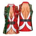Nice Naughty Busty Santa Christmas Golf Shirt, Womens Golf Tops, Womens Golf Apparel