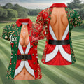 Nice Naughty Busty Santa Christmas Golf Shirt, Womens Golf Tops, Womens Golf Apparel