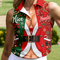 Nice Naughty Busty Santa Christmas Golf Shirt, Womens Golf Tops, Womens Golf Apparel