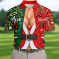 Nice Naughty Busty Santa Christmas Golf Shirt, Golf Polo For Men, Golf Gifts For Men