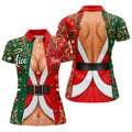 Nice Naughty Busty Santa Christmas Golf Shirt, Womens Golf Tops, Womens Golf Apparel
