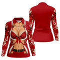 Red Lace Bra Harness Santa Christmas Golf Shirt, Ladies Golf Tops, Womens Golf Shirts