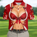 Red Lace Bra Harness Santa Christmas Golf Shirt, Mens Golf Apparel, Golf Polo For Men
