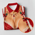 Red Lace Bra Harness Santa Christmas Golf Shirt, Ladies Golf Tops, Womens Golf Shirts