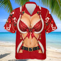 Red Lace Bra Harness Santa Christmas Golf Shirt, Mens Golf Apparel, Golf Polo For Men