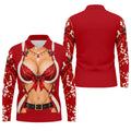 Red Lace Bra Harness Santa Christmas Golf Shirt, Mens Golf Apparel, Golf Polo For Men