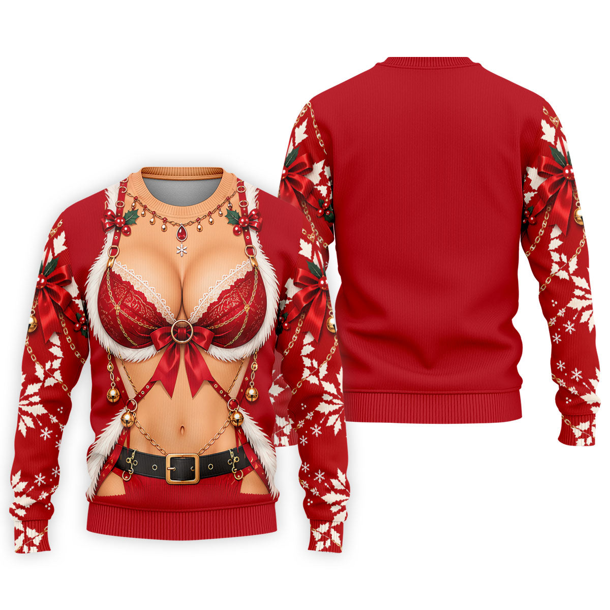 Red Lace Bra Harness Santa Christmas Golf Shirt, Mens Golf Apparel, Golf Polo For Men