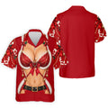 Red Lace Bra Harness Santa Christmas Golf Shirt, Mens Golf Apparel, Golf Polo For Men
