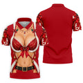 Red Lace Bra Harness Santa Christmas Golf Shirt, Mens Golf Apparel, Golf Polo For Men