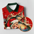 Santa Breaks Through Plaid Christmas Golf Shirt, Womens Golf Shirts, Womens Golf Tops